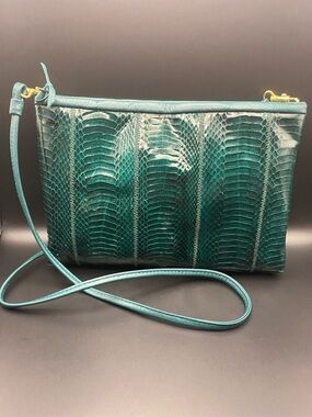 Vintage 80’s Chance Encounters Emerald Green Snakeskin Bag
